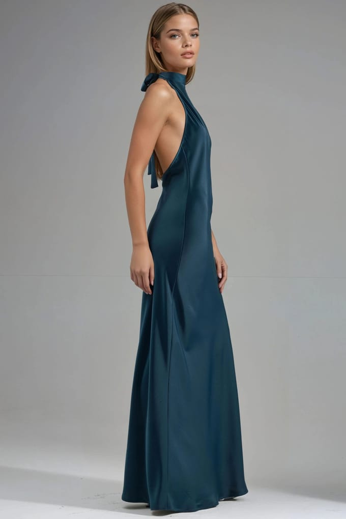 Halterneck Satijnen Maxi Jurk