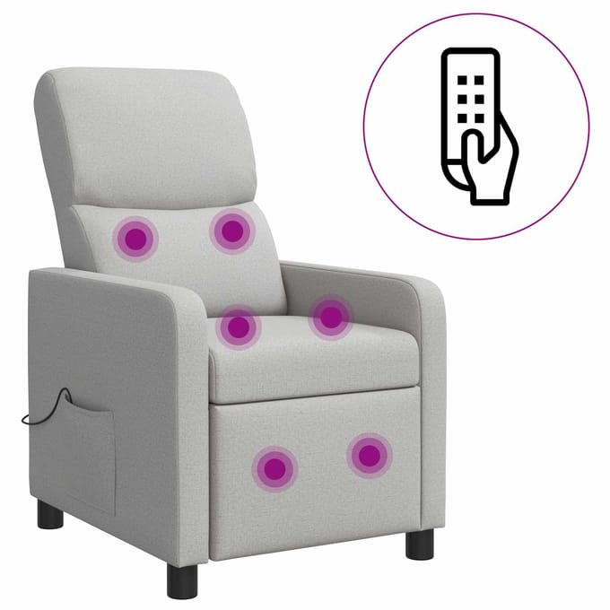 vidaXL - Massage - Relaxstoel - Wolkgrijs - Polyester