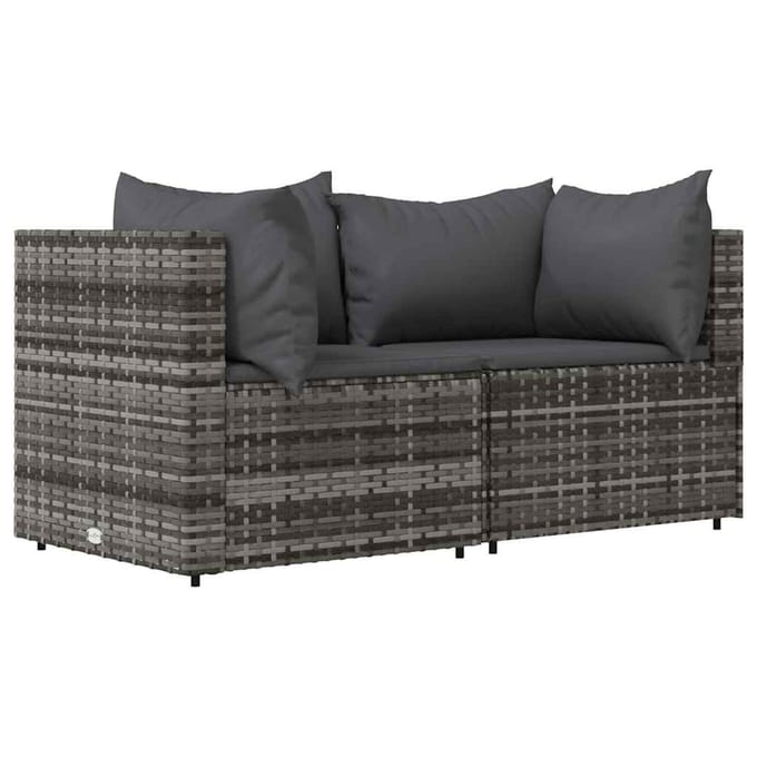 vidaXL - 3-delige - Loungeset - met - kussens - poly - rattan - grijs
