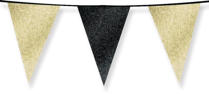 Glitter flags 20 x 30cm - Gold and black