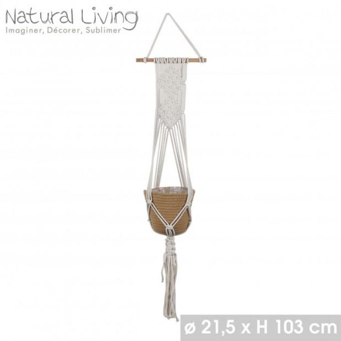 "NATURAL LIVING" Hangende macramé JADE met bloempot Ø21,5 cm x H103 cm