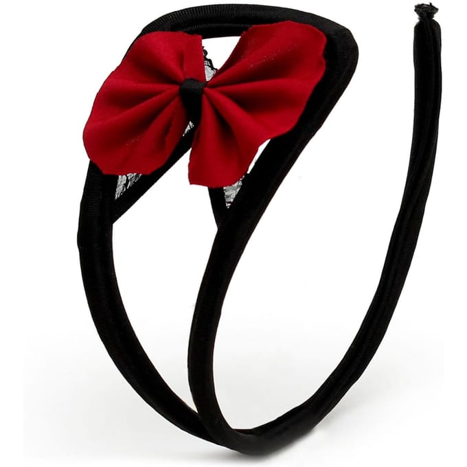 Amorable - Strapless Mini String Met Rood Strikje - Rood/Zwart - One Size