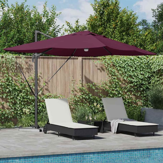 vidaXL - Parasol - Bordeaux - Rood - 351 - x - 250 - x - 253 - cm - Polyester - en - Aluminium