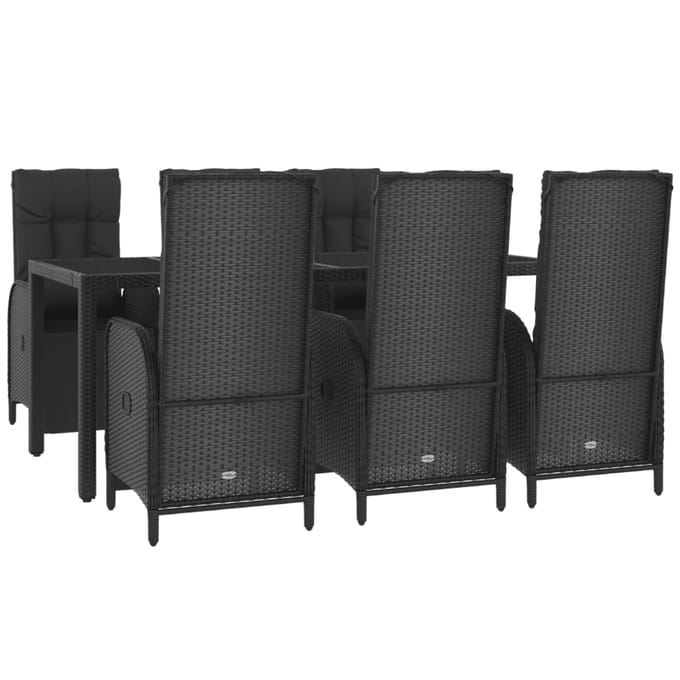 vidaXL - 7-delige - Tuinset - met - kussens - poly - rattan - zwart