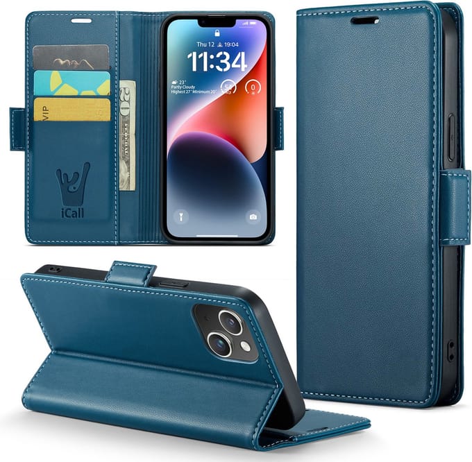 Hoesje geschikt voor iPhone 16 Plus - HyperCase Book Cover Kunstleer Blauw