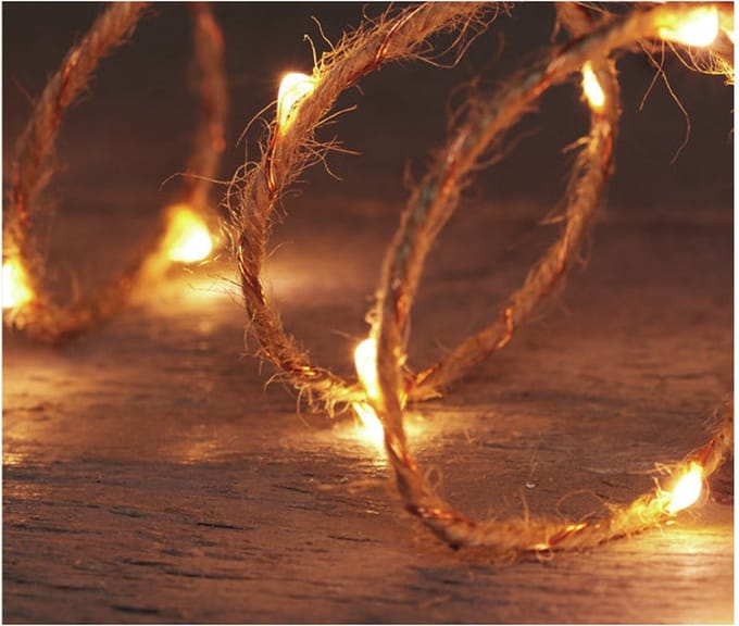 Anna Collection touwverlichting lichtsnoeren jute - 2x - warm wit - 200 cm