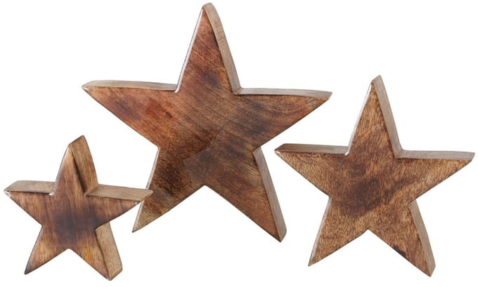 B. 3-delige set decoratieve displayster Clozzy van mangohout - 2024534