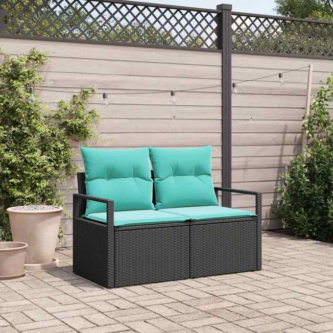 vidaXL - Tuin - Sofa - met - kussen - 120 - x - 62 - x - 69 - cm - poly - rattan