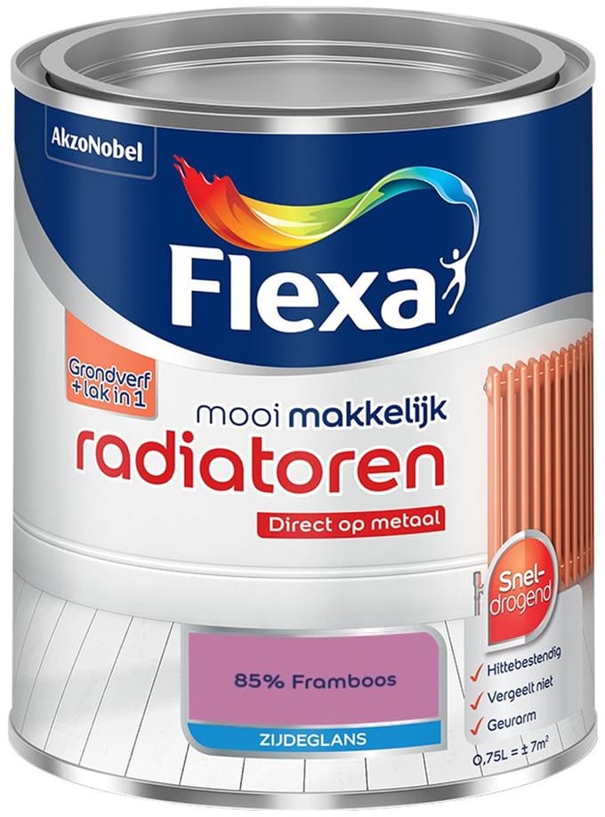 Flexa - Mooi Makkelijk Radiatoren Zijdeglans - 85% Framboos - Mengverf - 750 Ml