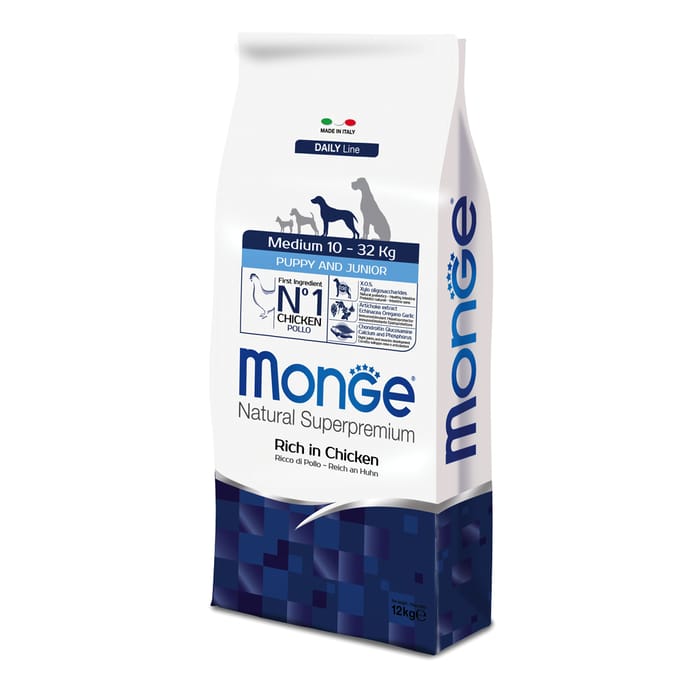 12kg Puppy Junior Medium Monge Superpremi hondenvoer