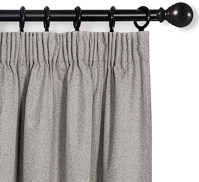 Opaque Thermal Curtains with Ruffle Tape - Blackout Lining (Set of 2, 200 x 140 cm)