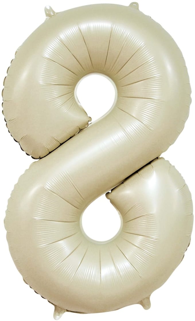 Folieballon 34″ cijfer 8 – Crème