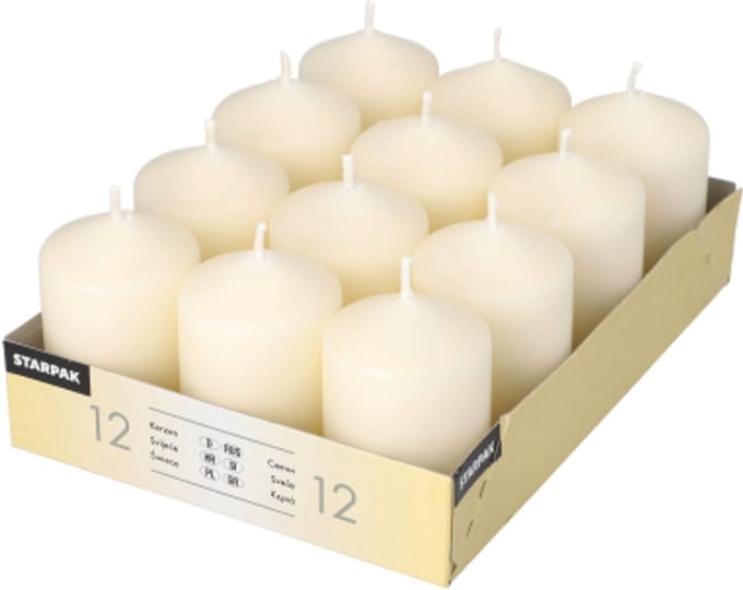 6x 12 Stompkaarsen Ø 40 mm · 60 mm ivoor Ivory