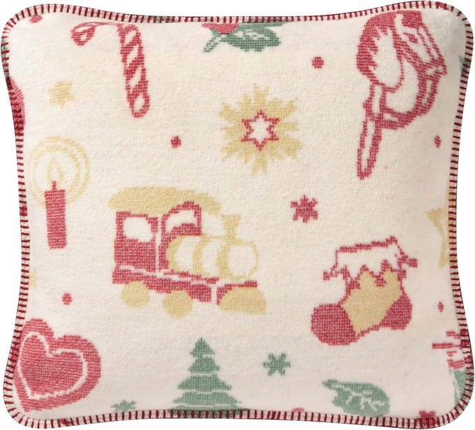 Kleurrijk kerstkussen met allover print, 50 x 50 cm