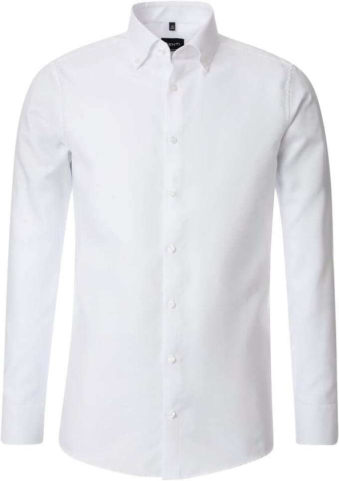 VENTI modern fit overhemd - Oxford - wit - Strijkvriendelijk - Boordmaat: 45