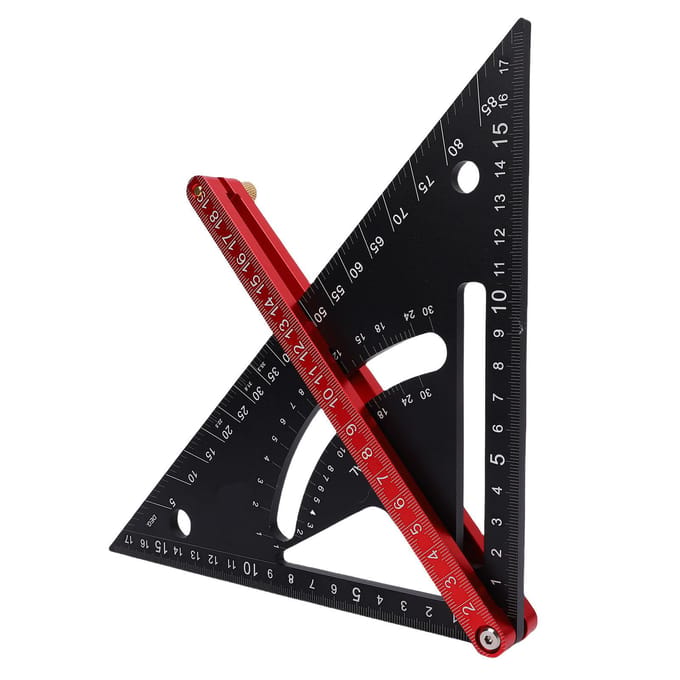 Équerre de charpentier réglable bidirectionnelle tige de localisation double face échelle double face triangle multifonctionnel en alliage d'aluminium black