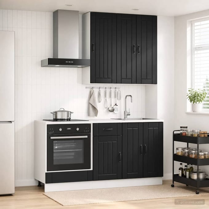 vidaXL - Keukenblok - LUCCA - 5 - st - Zwart - Bewerkt - hout