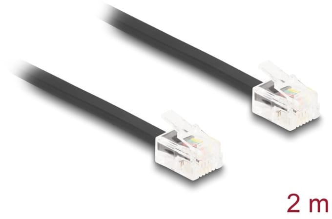 Delock Telefonkabel RJ11 Stecker zu RJ11 Stecker schwarz 2 m