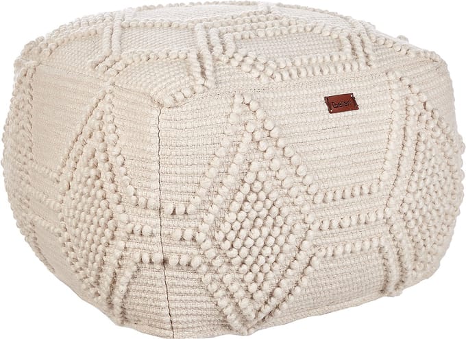 CHOIM - Poef - Beige - 60 x 60 x 40 cm - Wol