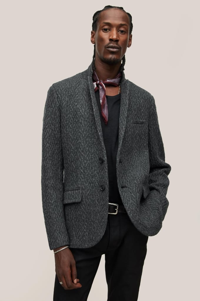 John Varvatos Penn Ls Twist Cable Sweat Charcoal Htr Größe: XL | Blazer Outlet | Herren | Schwarz