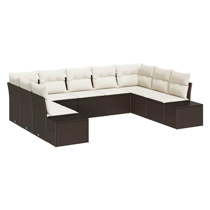 vidaXL Tuin Sofa Set 9 st Bruin poly rattan