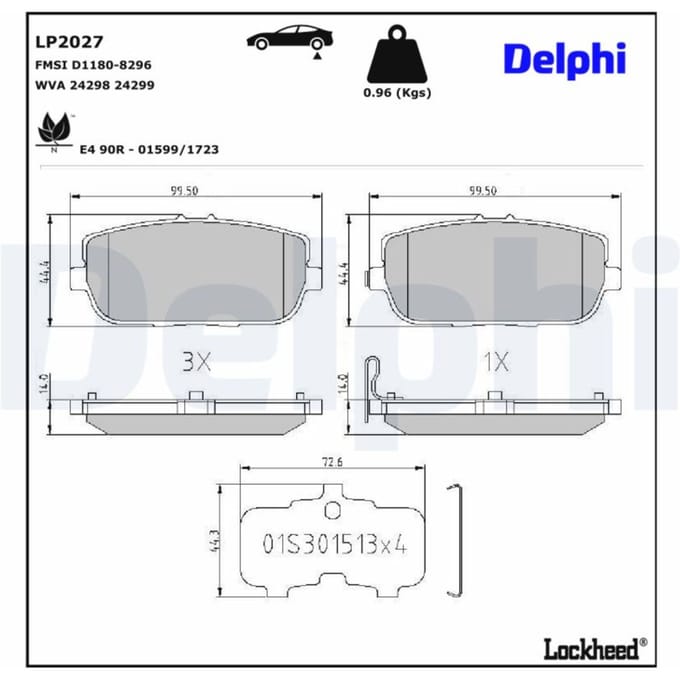 Remblokset DELPHI LP2027, achter