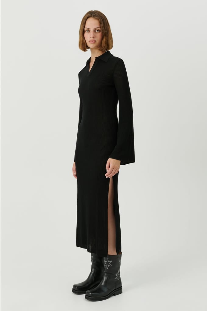 Soulland Nora Dress Black Größe: M/L | Maxikleider Outlet | Unisex | Schwarz