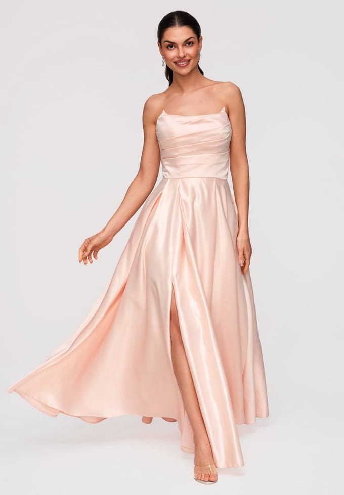 LARICA Jurk - Regular Fit - Strapless - Rits Perzik L