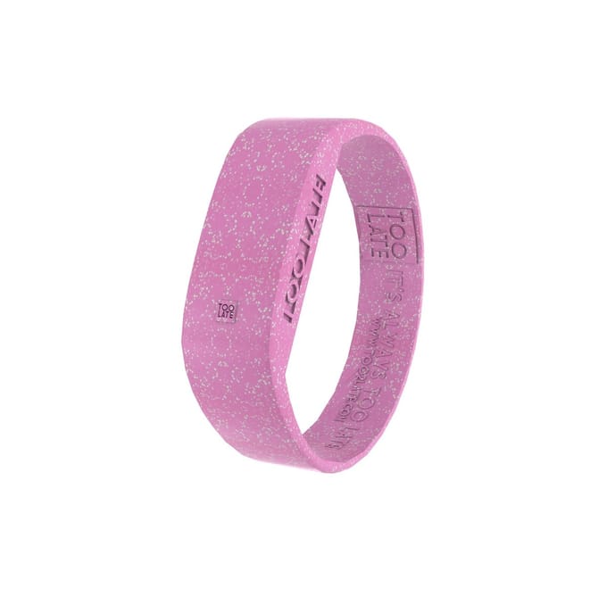 TOO LATE - Led horloge Glitter - siliconen - roze - polsmaat M