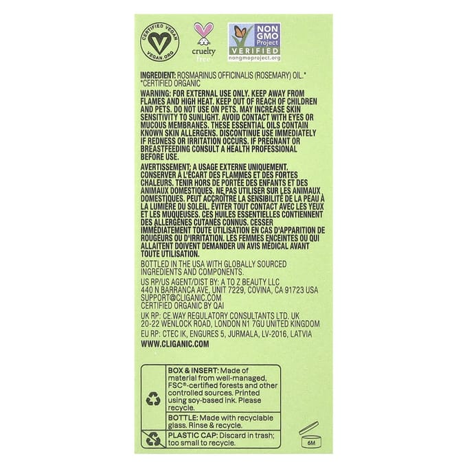 Druppel Verkwikking™, Biologische Rozemarijn Essentiële Olie, 10 ml (0.34 fl oz)