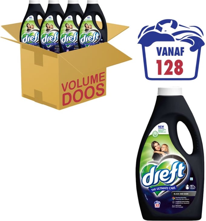 4x Dreft Vloeibaar Wasmiddel Zwart & Donker 32 Wasbeurten