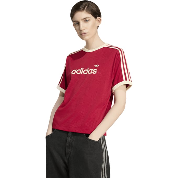 Adidas Linear Mesh T-shirt T-shirts Dames - Rood - Maat M (38-40) - Poly Mesh