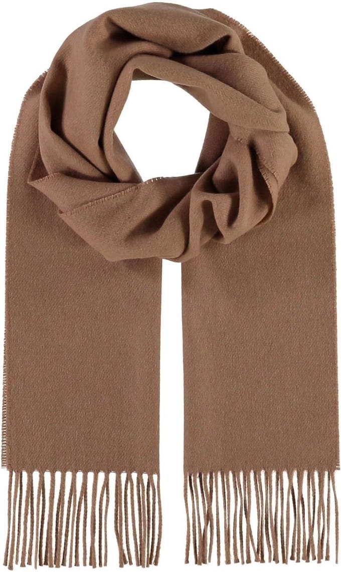 FRAAS Sjaal Wool Scarf with Fringes Camel Bruine
