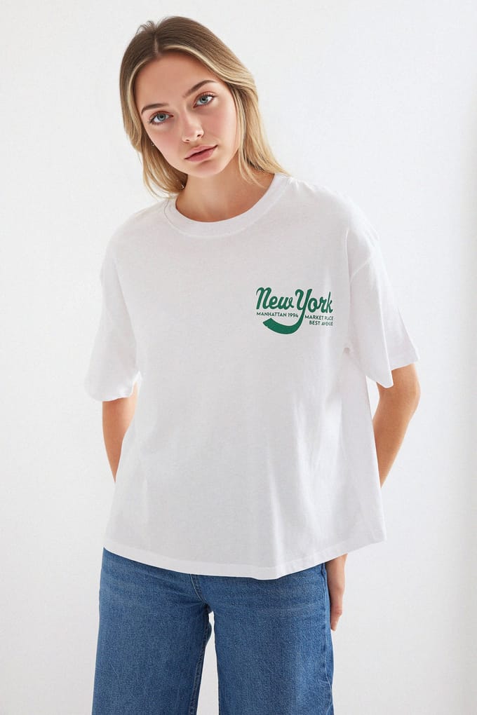 Gedrukt Crew Neck Loose Fit T-Shirt