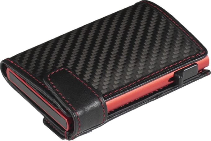 Tony Perotti Furbo Carbon RFID red/black Pasjeshouder met papier- en kleingeldvak