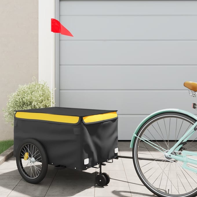 vidaXL - Fietstrailer - 30 - kg - ijzer - zwart - en - geel
