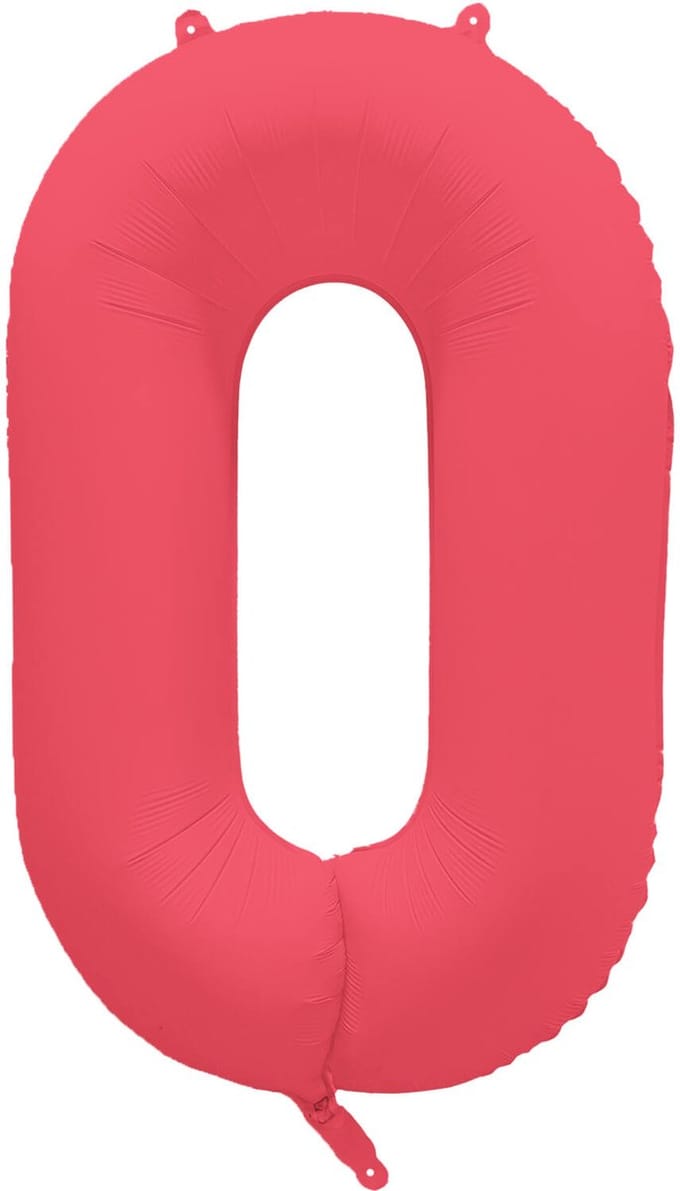 Riethmüller - Folieballon cijfer 0 - neon rood - 86 cm