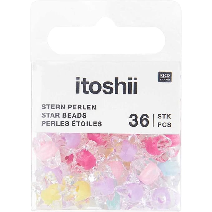 itoshii Kralen set "Transparante sterren met kleurvoeding"