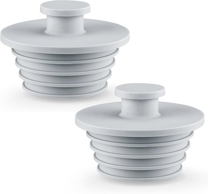Bad Stopper - Wastafel Stopper Gootsteenstop - Afvoer Afsluiten - Getrapte Afdichting - 2 stuks - Grijs
