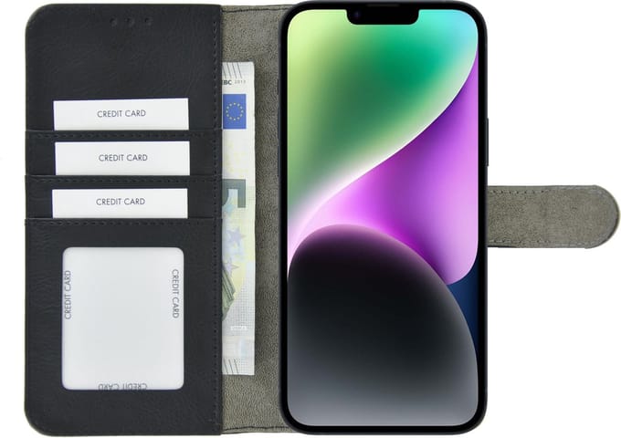 MoDo hoesje Geschikt voor iPhone 14 - Kunstleer Book Case - Zwart