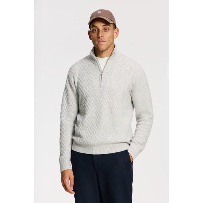 Shiwi Pike Relaxed Fit Zigzag Pullover Light Grey Melange Größe: XL | Pullover Outlet | Herren | Grau