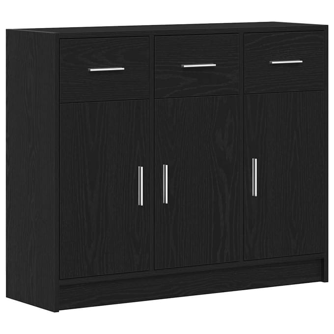 vidaXL - Dressoir - Zwart - Eiken - 91x28x75 - cm - Engineered - Wood