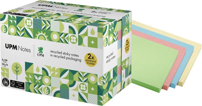 UPM sticky notes - formaat 125 x 75 mm - pastel kleuren - 8 memoblokken - IN-5655-88UR-8