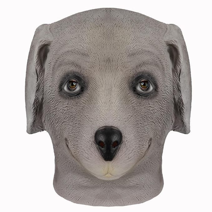 Feest Grijze Hond Latex Masker One size fits all adults grijs