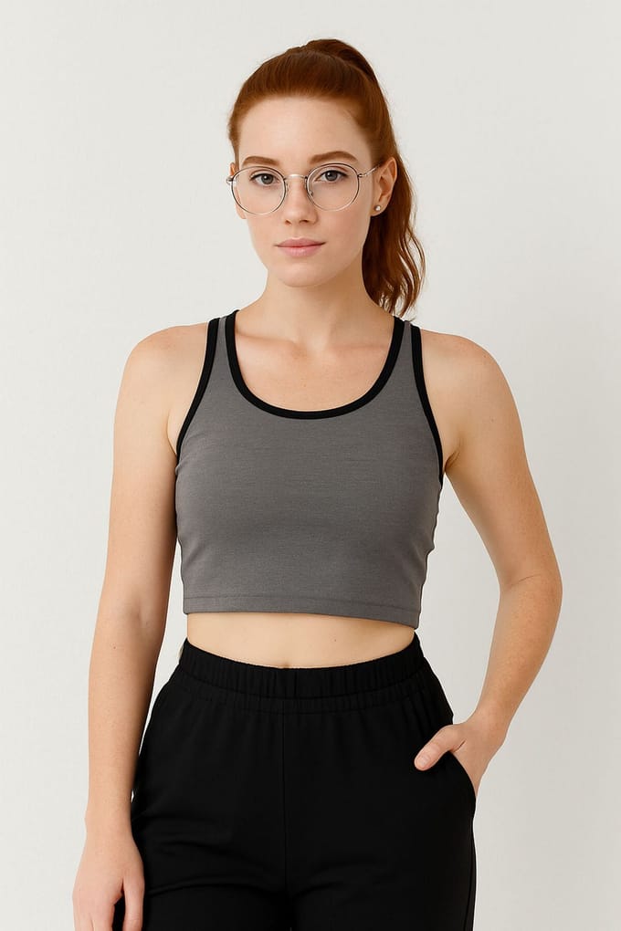 Geribbelde Mouwloze Crop Top