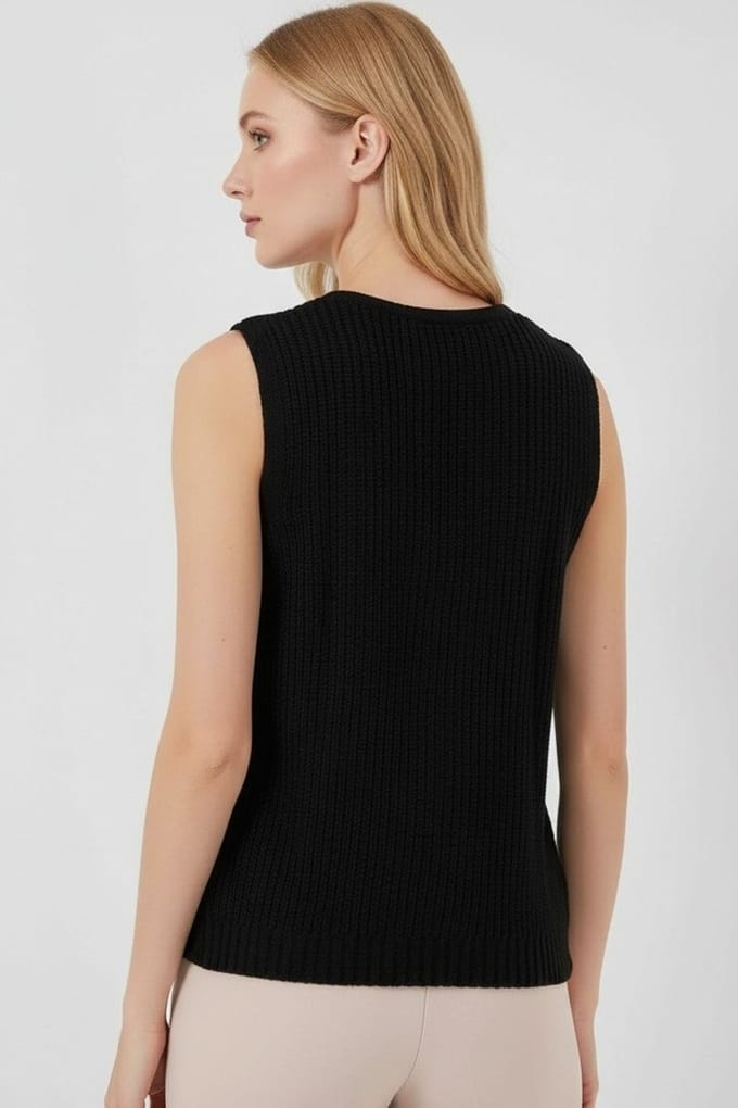 Gestructureerde V-hals Geknoopte Waistcoat