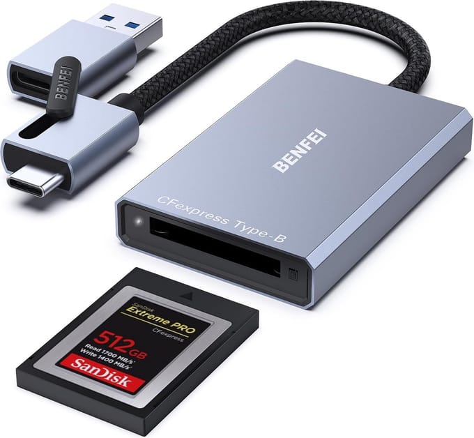 Benfei CFExpress Type B Kaartlezer - Aluminium USB 3.0/ USB C naar Type B Cardreader