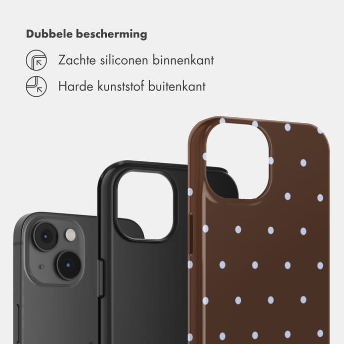 Selencia Hoesje - Geschikt voor Apple iPhone 14 - Backcover - Happy Dots Chocolate