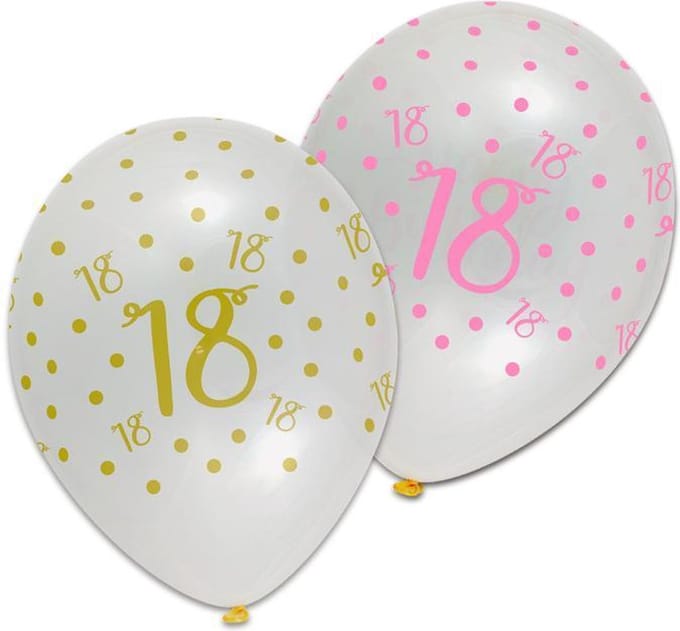 Ballonnen pink chic '18' (Ã˜30cm, 6st)