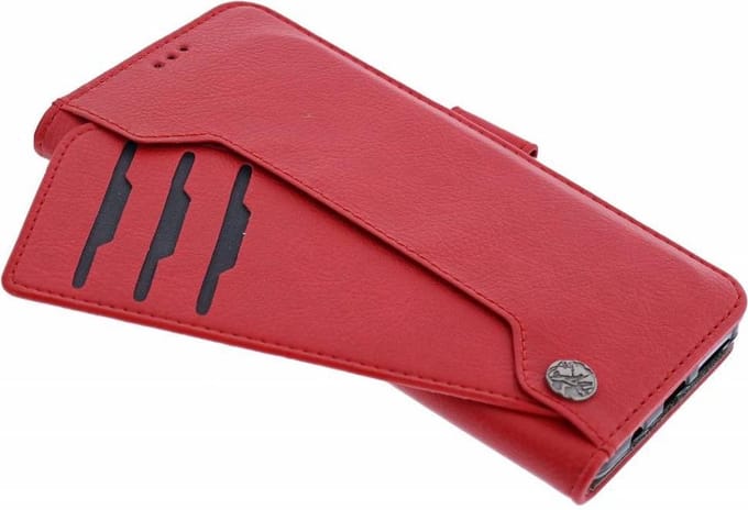 Ntech Hoesje Geschikt Voor Samsung Galaxy S10+ Plus Flip Hoesje & Uitschuifbare Pasjeshouder Rood